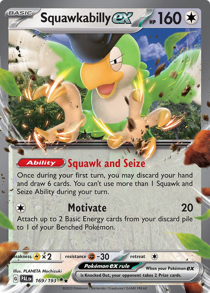 Pokemon Paldea Evolved Squawkabilly ex 169/193 Double Rare Holo Card - stylecreep.com