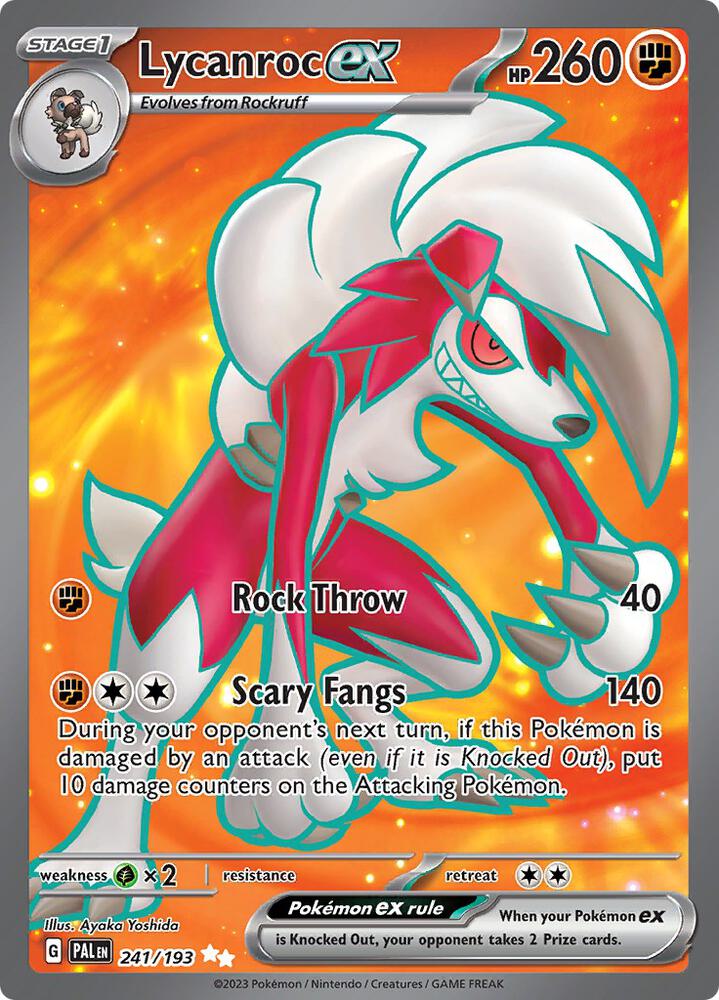 Pokemon Paldea Evolved Lycanroc ex 241/193 Ultra Rare Holofoil Card