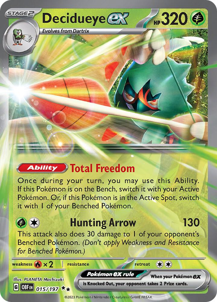 Pokemon Obsidian Flames Decidueye ex 015/197 Double Rare Holo Card - stylecreep.com