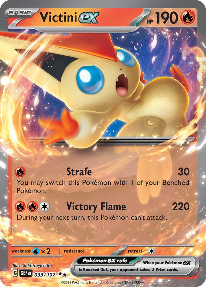 Pokemon Obsidian Flames Victini ex 033/197 Double Rare Holo Card - stylecreep.com