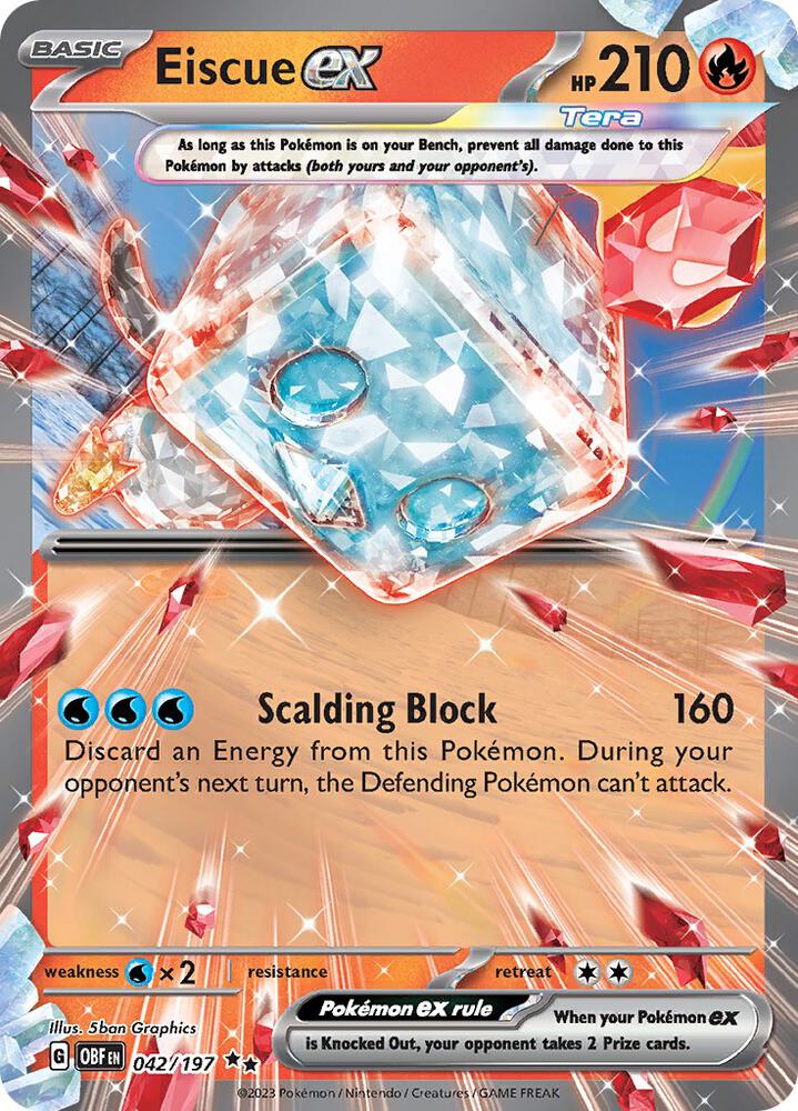 Pokemon Obsidian Flames Eiscue ex 042/197 Double Rare Holo Card - stylecreep.com