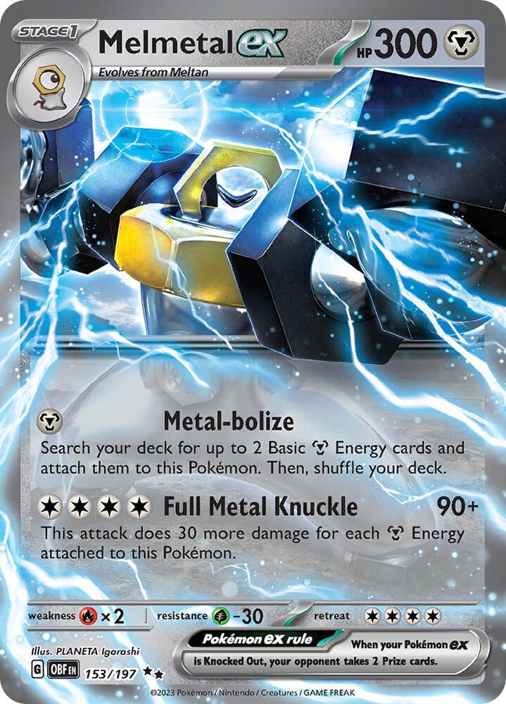 Pokemon Obsidian Flames Melmetal ex 153/197 Double Rare Holo Card - stylecreep.com