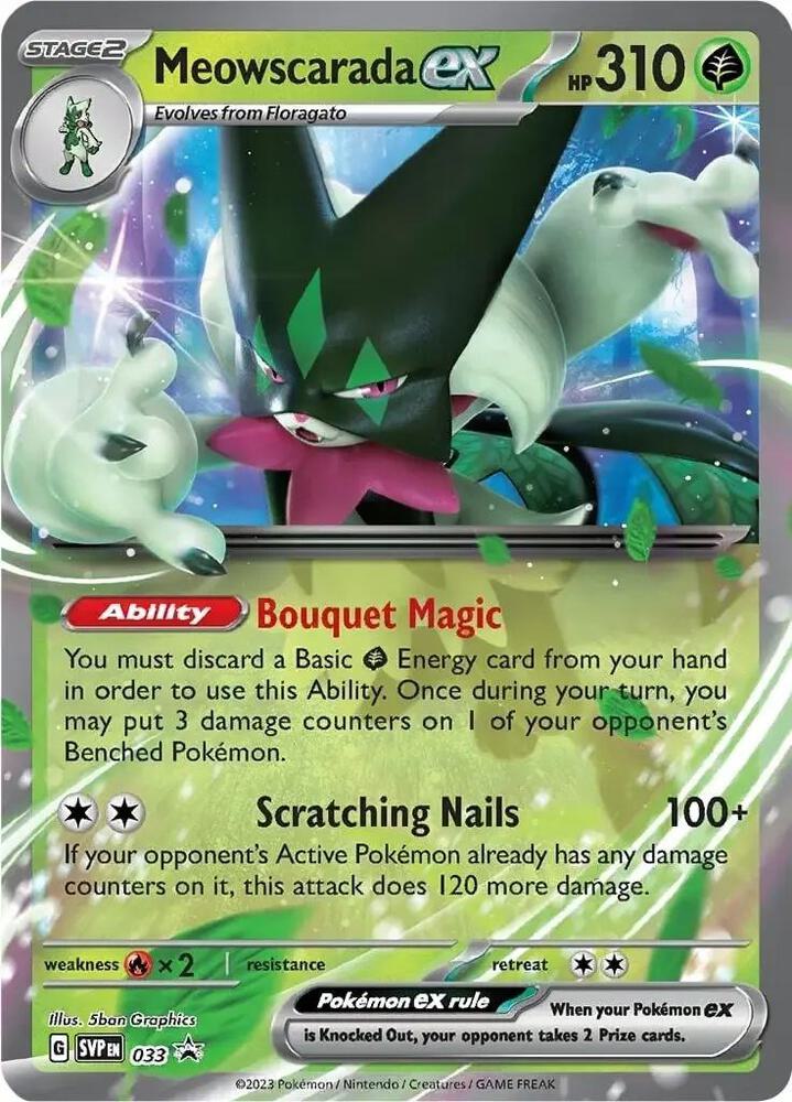 Pokemon Scarlet & Violet Promo Meowscarada ex 033 Holo Card - stylecreep.com