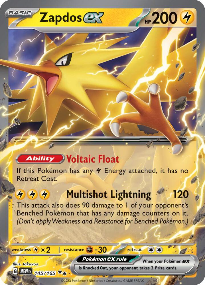 Pokemon SV: 151 Zapdos ex 145/165 Double Rare Holo Card