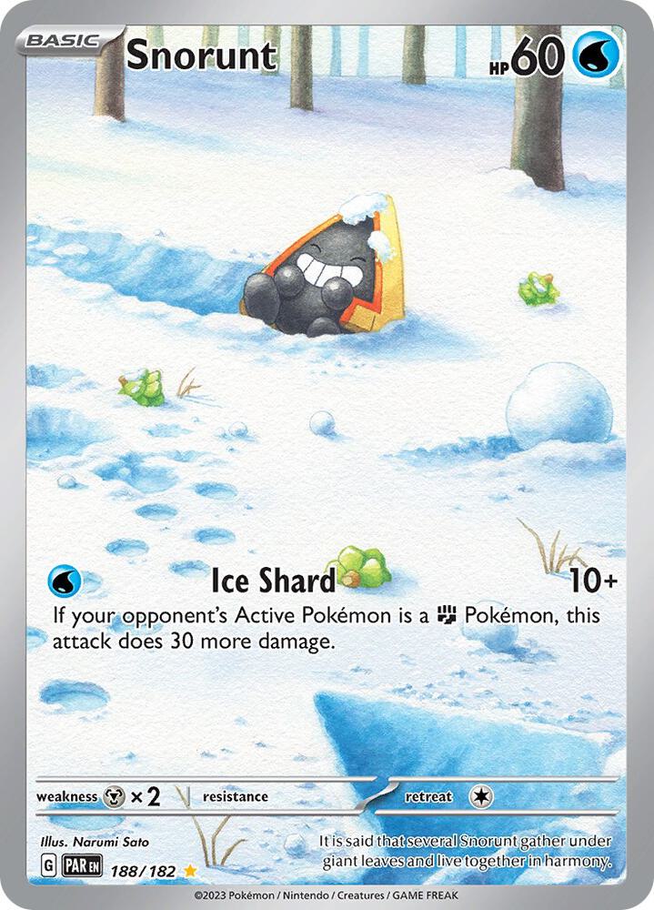 Pokemon Paradox Rift Snorunt 188/182 Illustration Rare Holofoil Card