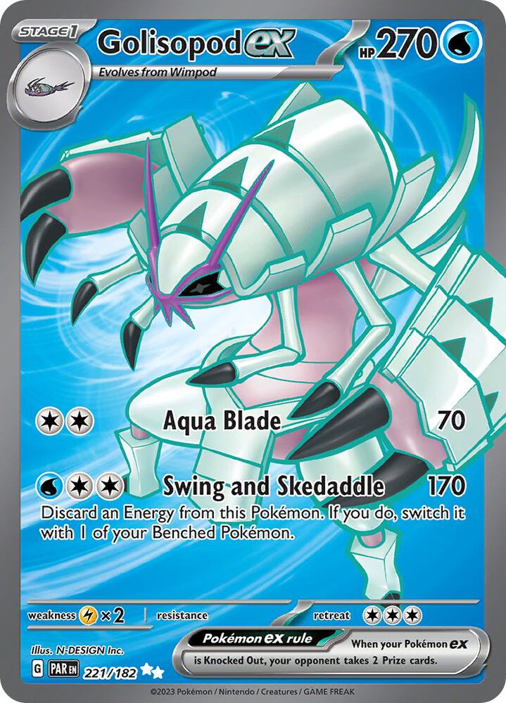 Pokemon Paradox Rift Golisopod ex 221/182 Ultra Rare Holofoil Card