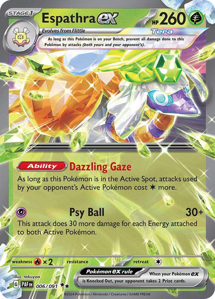 Pokemon Paldean Fates Espathra ex 006/091 Double Rare Holo Card - stylecreep.com