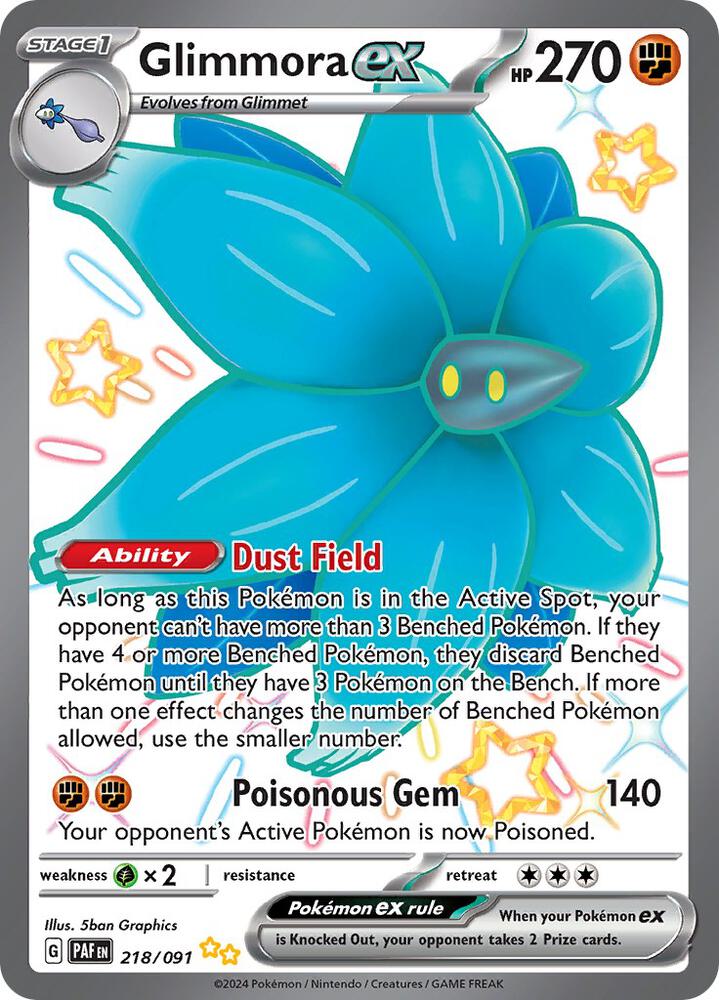 Pokemon Paldean Fates Glimmora ex 218/091 Shiny Ultra Rare Holofoil Card