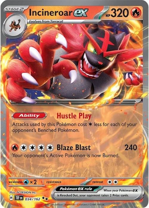 Pokemon Temporal Forces Incineroar ex 034/162 Double Rare Holo Card - stylecreep.com