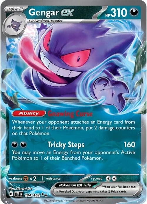 Pokemon Temporal Forces Gengar ex 104/162 Double Rare Holo Card