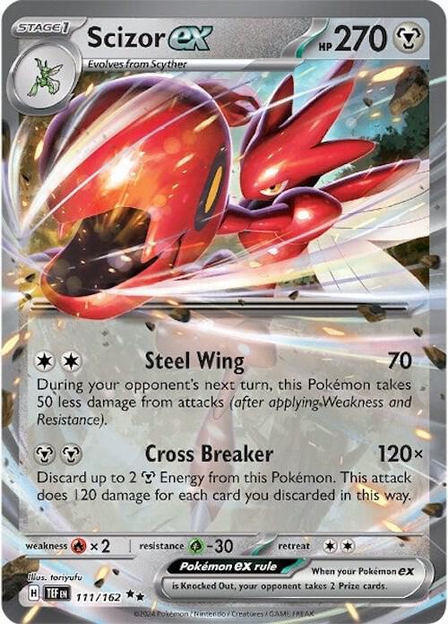 Pokemon Temporal Forces Scizor ex 111/162 Double Rare Holo Card