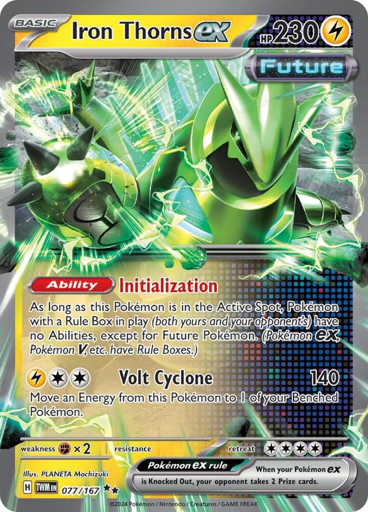 Pokemon Twilight Masquerade Iron Thorns ex 077/167 Double Rare Holo Card