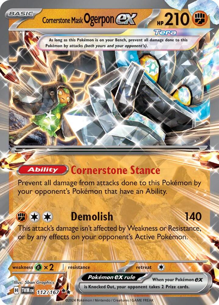 Pokemon Twilight Masquerade Cornerstone Mask Ogerpon ex 112/167 Double Rare Holo Card