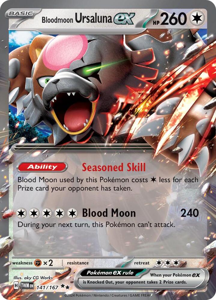 Pokemon Twilight Masquerade Bloodmoon Ursaluna ex 141/167 Double Rare Holo Card