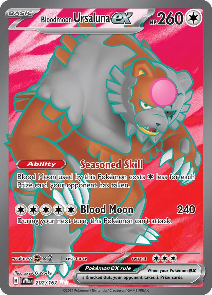 Pokemon Twilight Masquerade Bloodmoon Ursaluna ex 202/167 Ultra Rare Holofoil Card