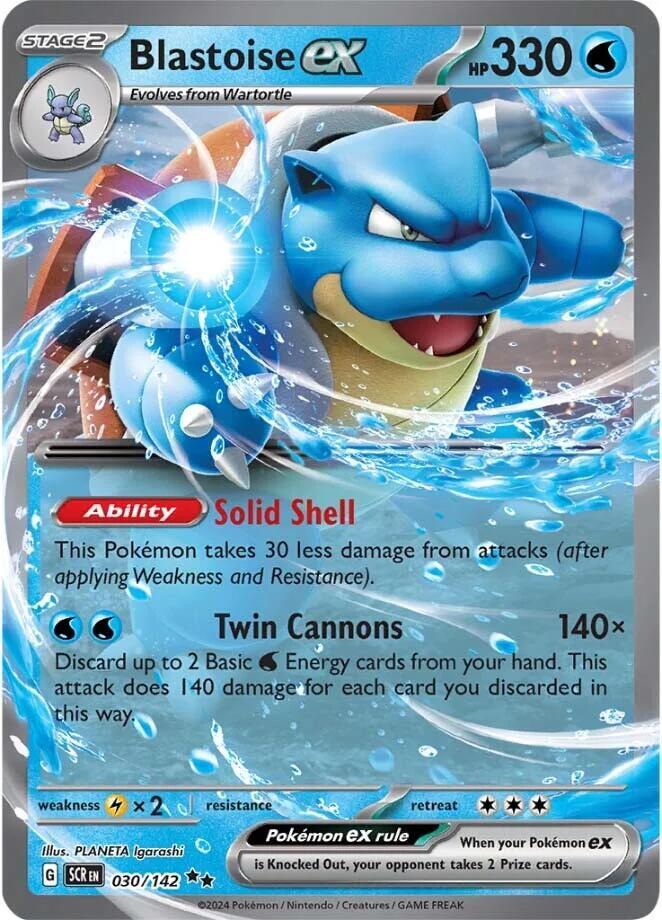 Pokemon Stellar Crown Blastoise ex 030/142 Double Rare Holo Card