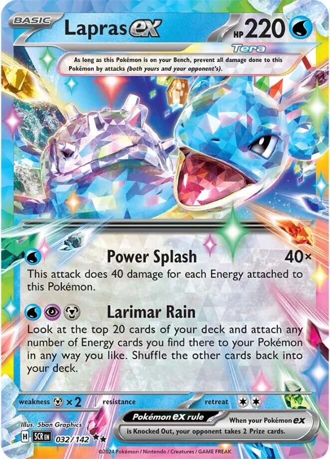 Pokemon Stellar Crown Lapras ex 032/142 Double Rare Holo Card