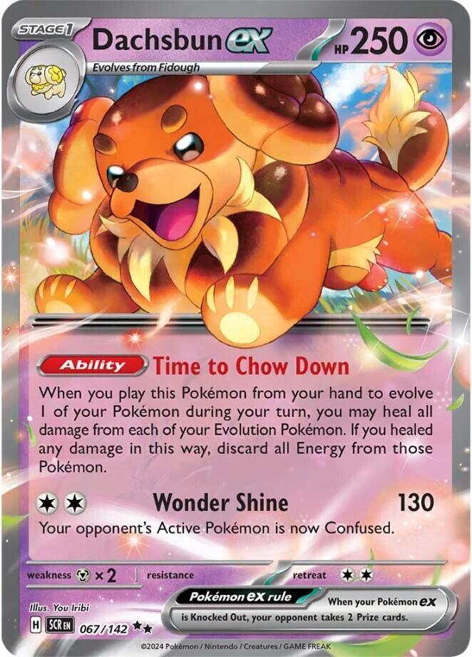 Pokemon Stellar Crown Dachsbun ex 067/142 Double Rare Holo Card