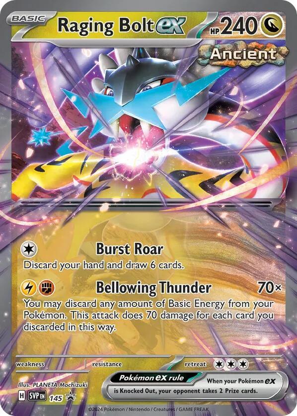 Pokemon Scarlet & Violet Promo Raging Bolt ex 145 Holo Card - stylecreep.com