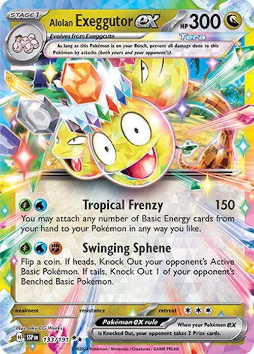 Pokemon Surging Sparks Alolan Exeggutor ex 133/191 Double Rare Holo Card - stylecreep.com