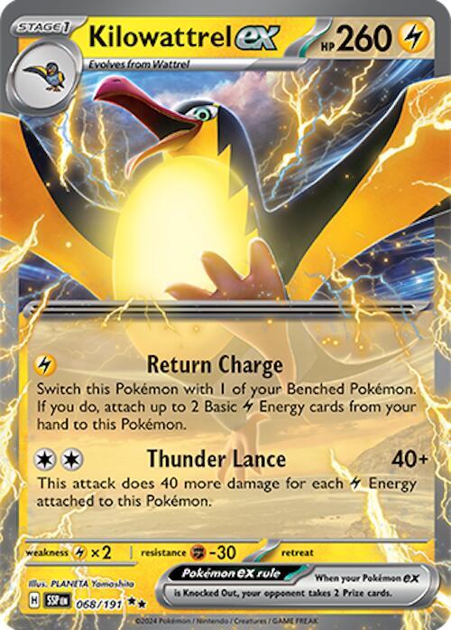 Pokemon Surging Sparks Kilowattrel ex 068/191 Double Rare Holo Card