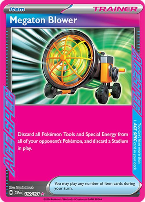 Pokemon Surging Sparks Megaton Blower 182/191 ACE SPEC Rare Holo Card