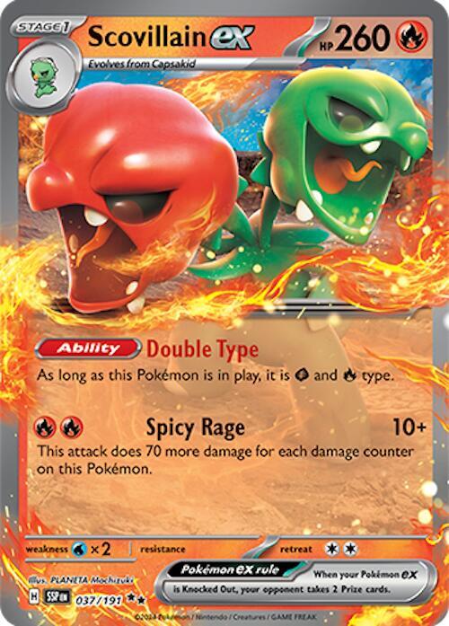 Pokemon Surging Sparks Scovillain ex 037/191 Double Rare Holo Card - stylecreep.com