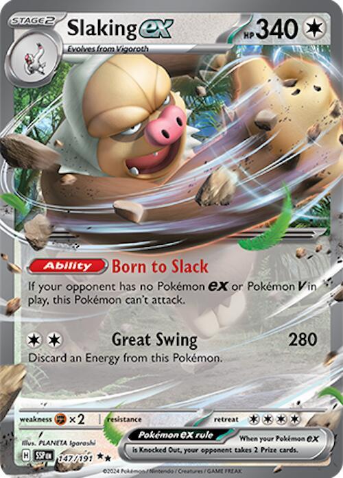 Pokemon Surging Sparks Slaking ex 147/191 Double Rare Holo Card