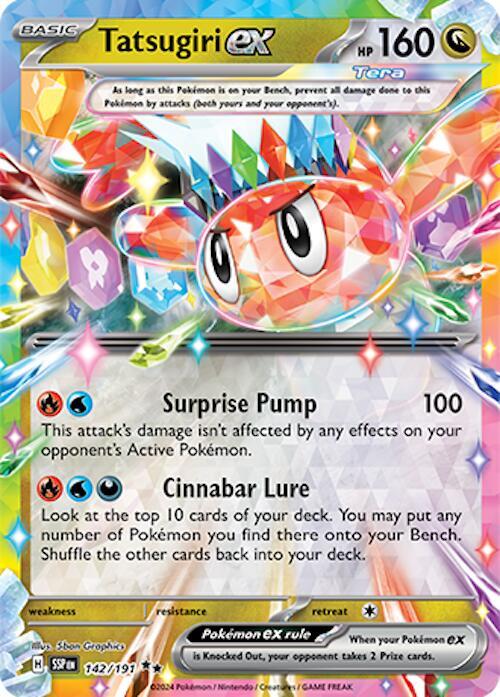 Pokemon Surging Sparks Tatsugiri ex 142/191 Double Rare Holo Card