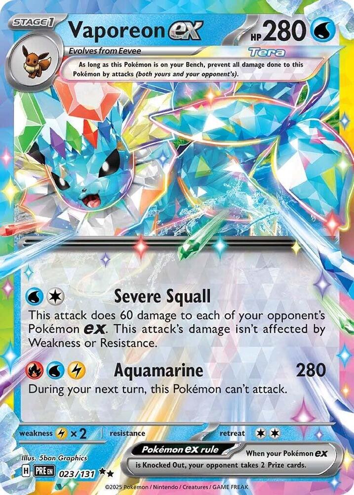 Pokemon Prismatic Evolutions Vaporeon ex 023/131 Double Rare Holo Card - stylecreep.com