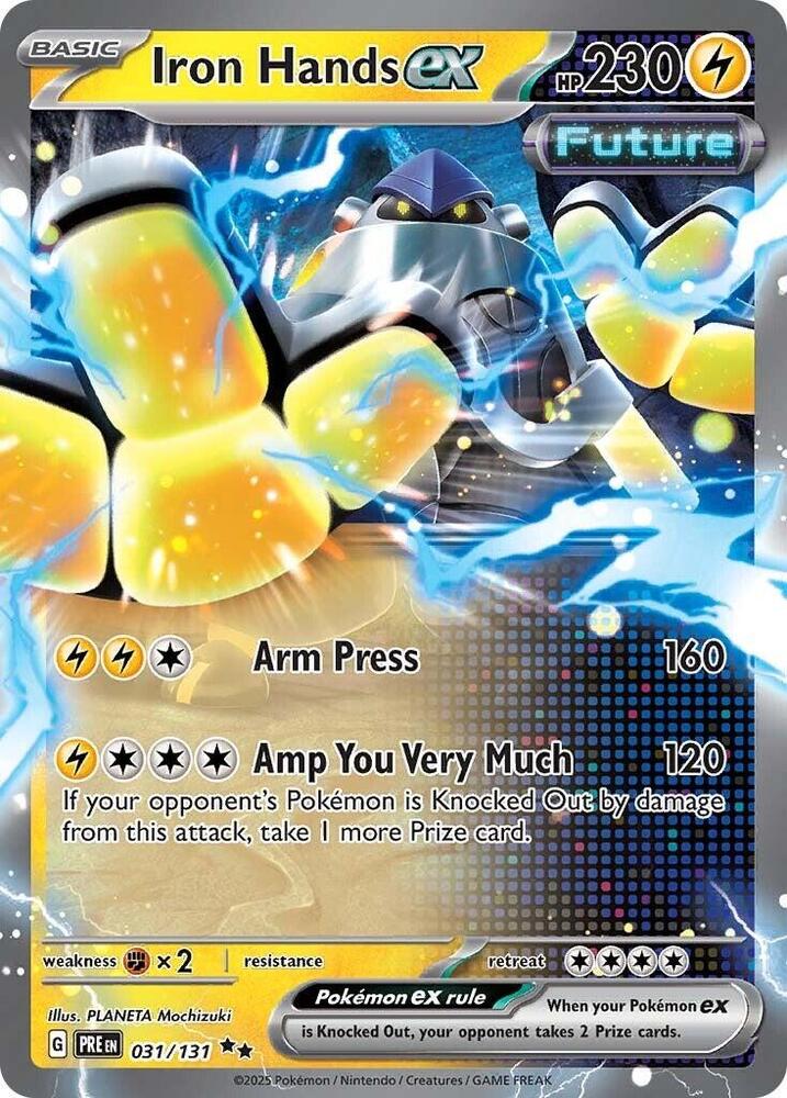 Pokemon Prismatic Evolutions Iron Hands ex 031/131 Double Rare Holo Card