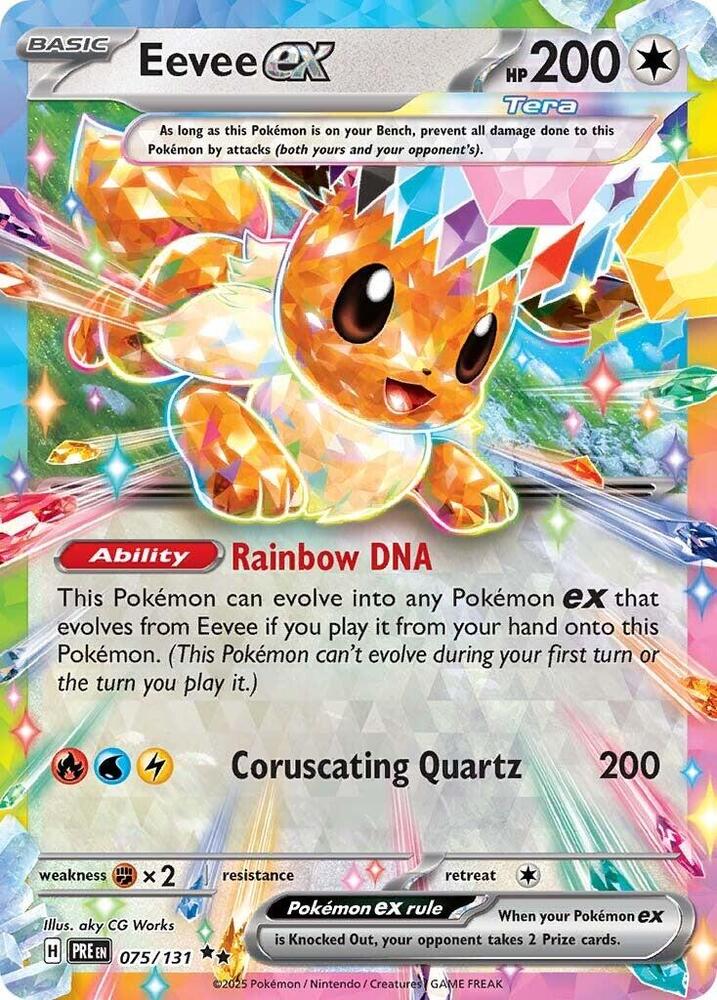 Pokemon Prismatic Evolutions Eevee ex 075/131 Double Rare Holo Card - stylecreep.com