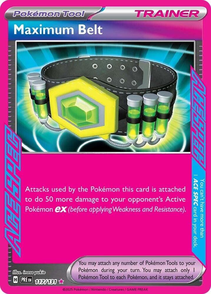 Pokemon Prismatic Evolutions Maximum Belt 117/131 ACE SPEC Rare Holofoil Card