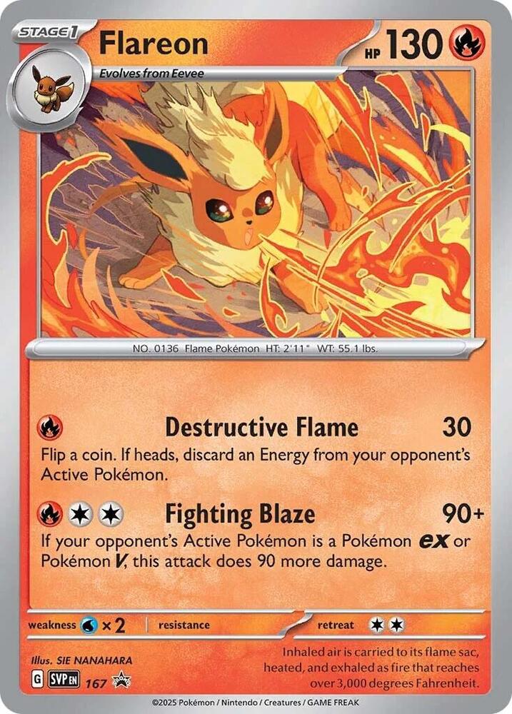 Pokemon Scarlet & Violet Promo Flareon 167 Promo Holofoil Card