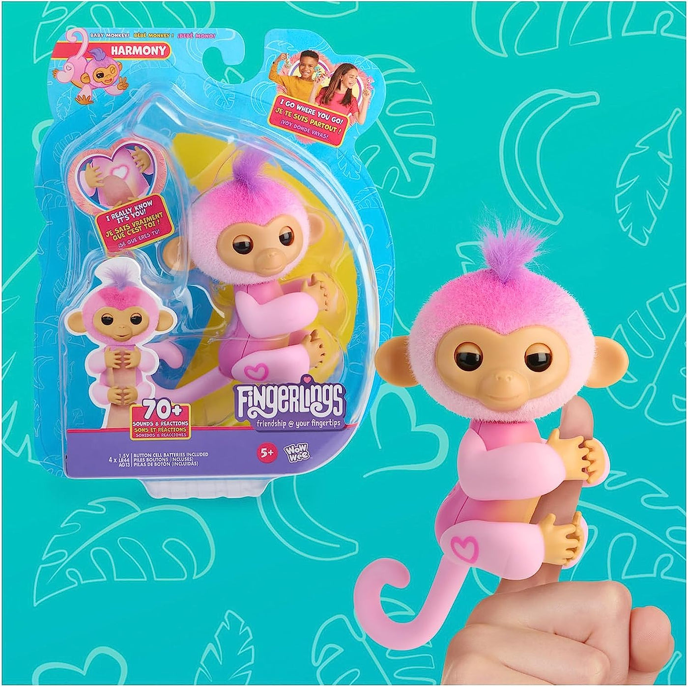 Fingerlings Interactive Baby Monkey Charli, 70+ Sounds & Reactions