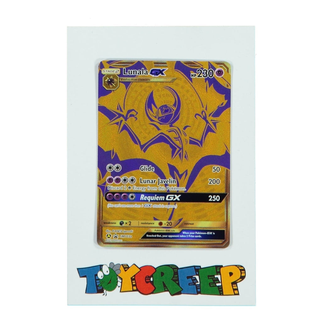 Pokemon Lunala GX SM103A Gold Full Art Promo Card SM Hidden Fates:  : Toys
